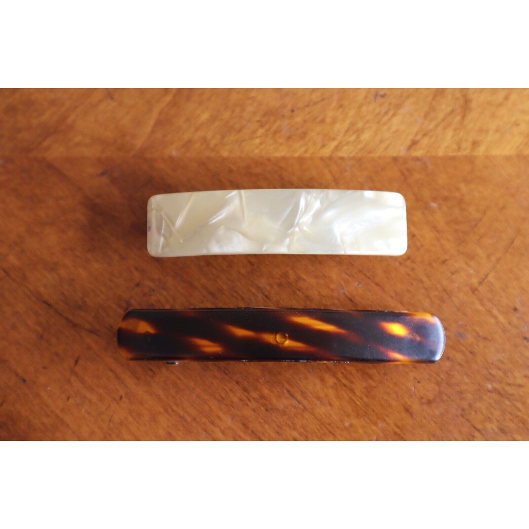 Lot Hair Clips Vintage Faux Mother Of Pearl France & Goody Faux Tortoise Shell