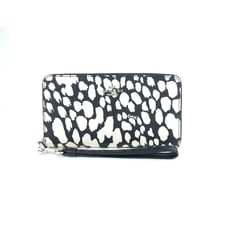 Coach Black Chalk Animal Print Long Zip Around Wallet NWT CC473