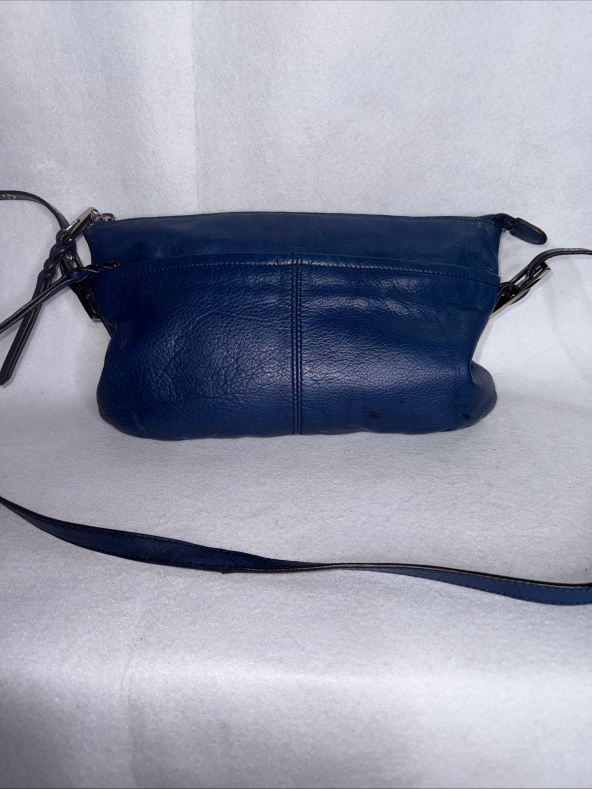 B Makowsky Navy Leather Crossbody Bag