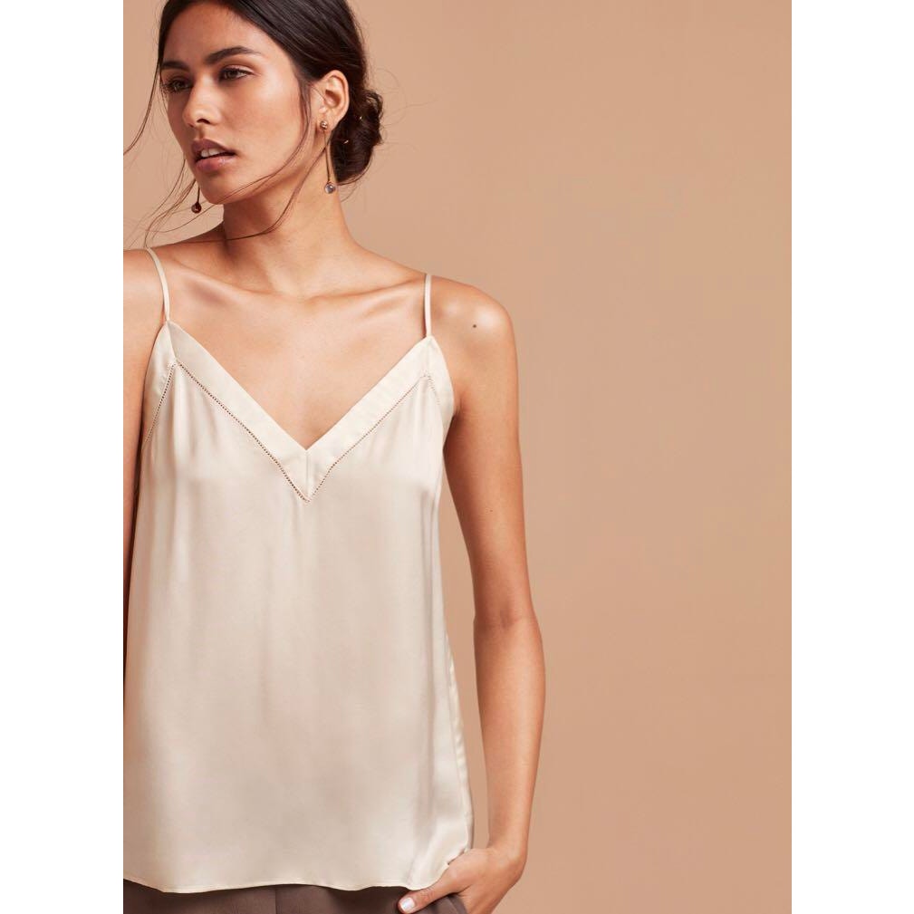 Aritzia Wilfred Cabrel Camisole 100% Cupro Satin Cream Cami Size XXS