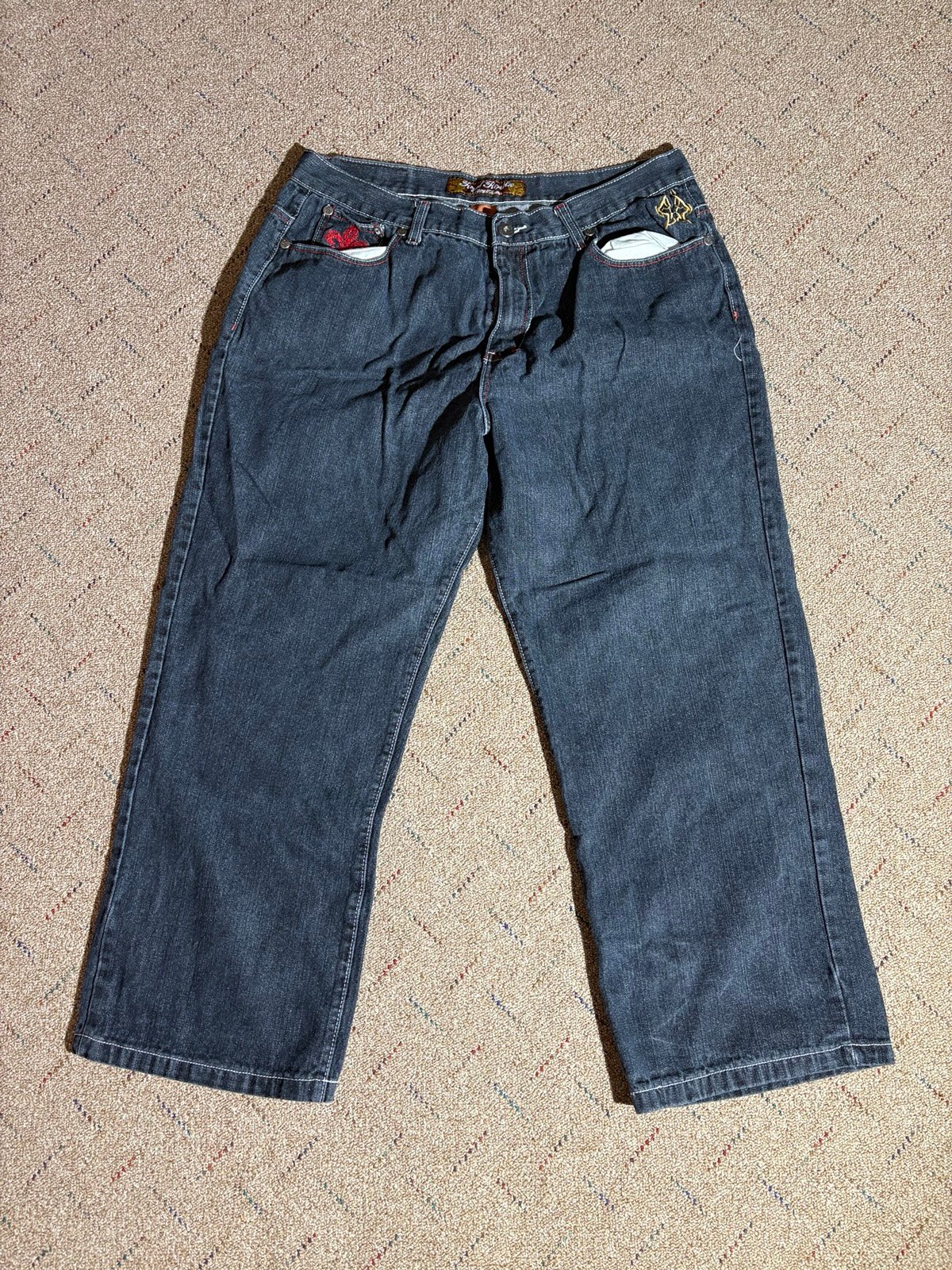 Royal Republic Y2K Baggy Jeans Wide Leg Mens 42x30 Blue Skater Style