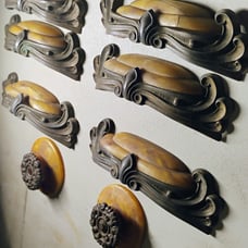 Vintage Art Deco Waterfall Amber Drawer Pulls