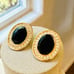 Vintage HOBE Rhinestone Black Crystal Earrings