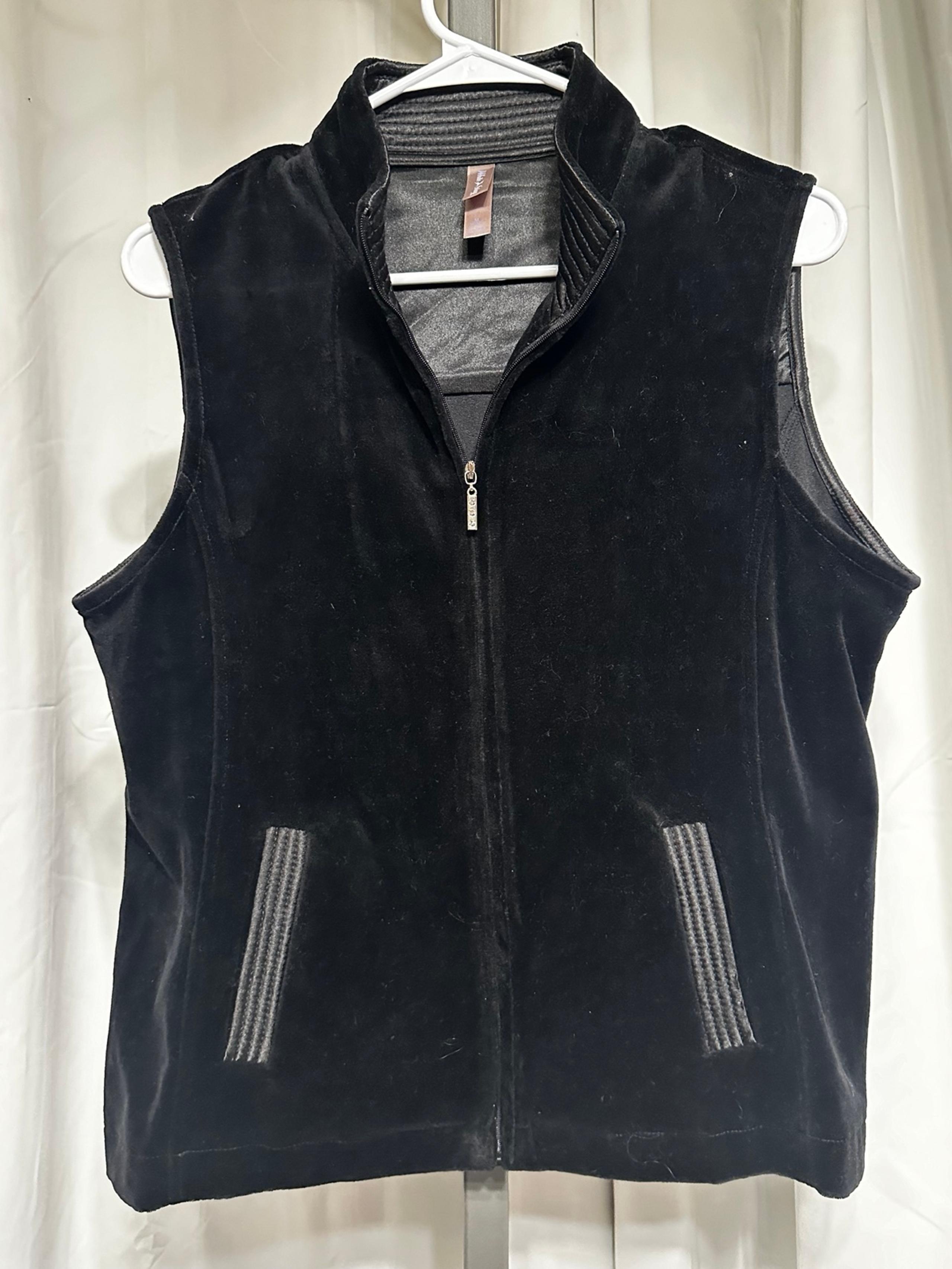 Black Velour “ White Stag” Sleeveless Vest