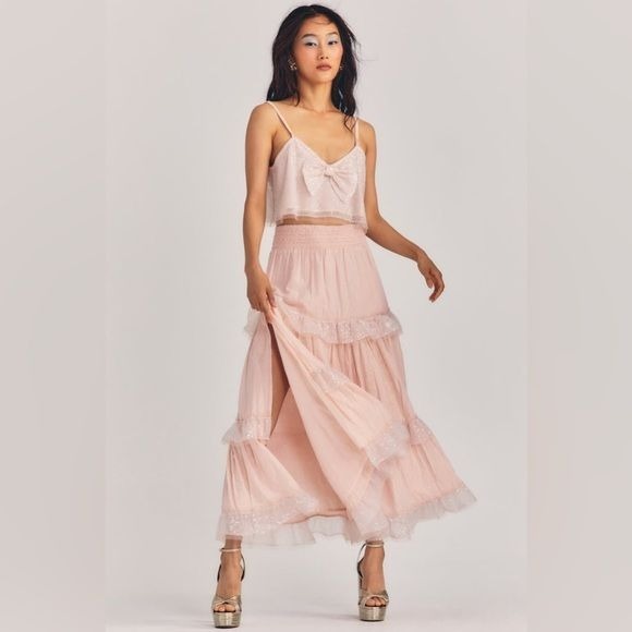 NWT Love Shack Fancy Mirella Skirt in Seashell Pink Size M