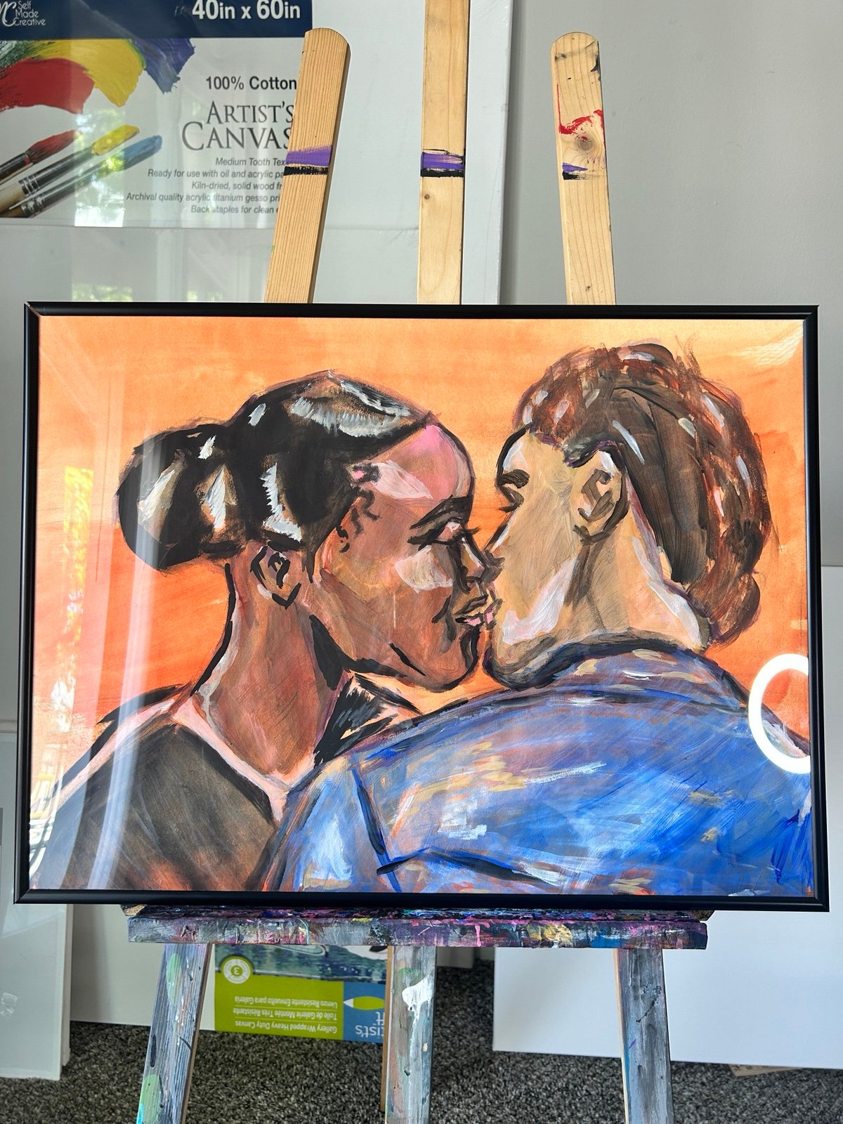 18x2’4 framed romantic fine art painting