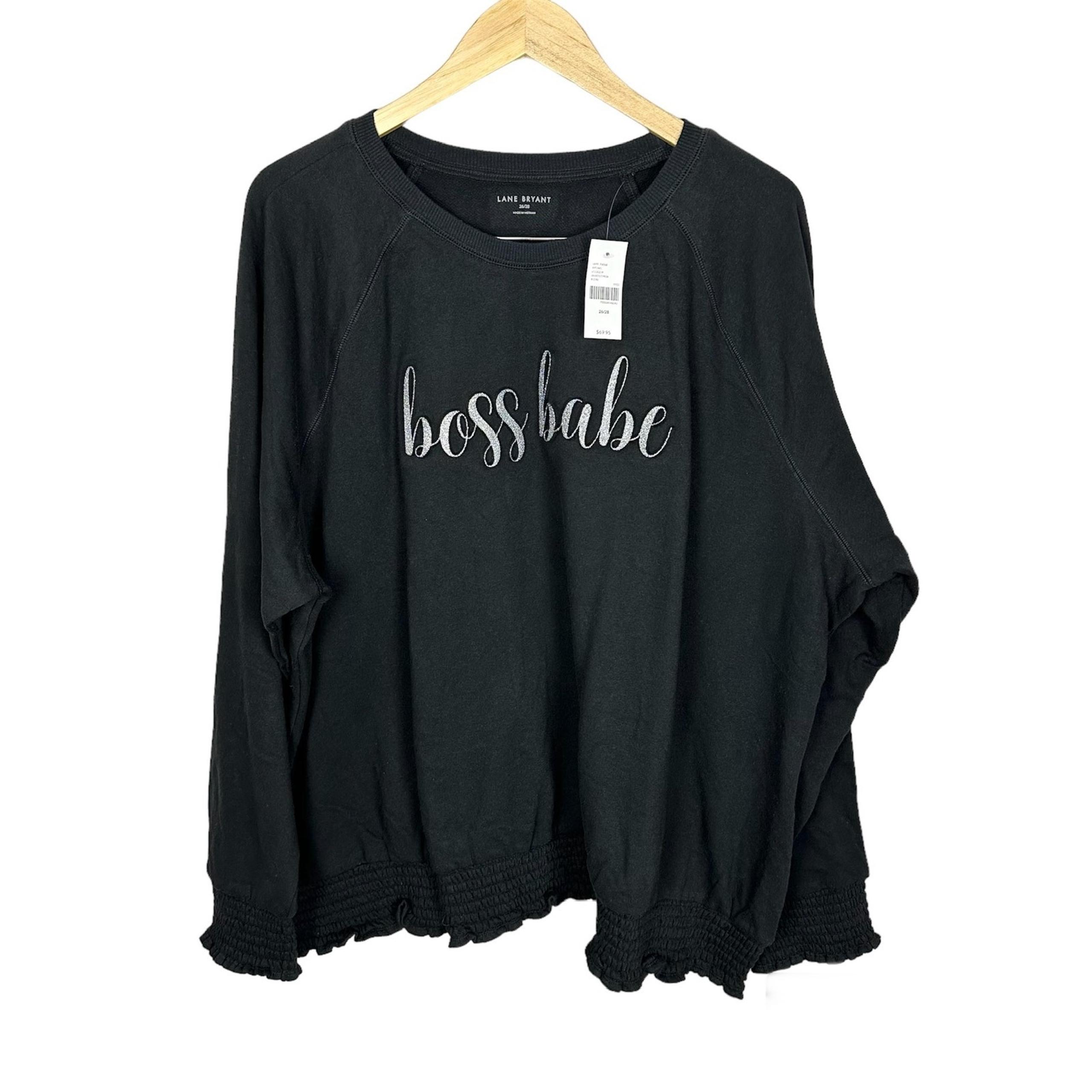 NWT Lane Bryant Boss Babe Graphic Crewneck Black Sweatshirt Size 26/28