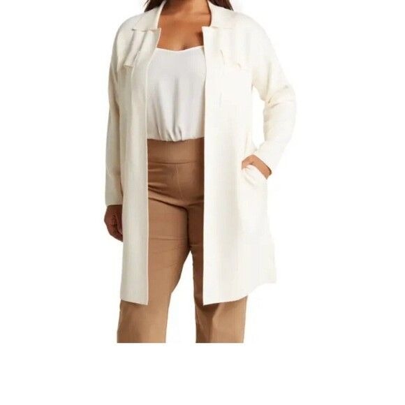 By Design Womens 2X Gardenia Sweater Cardigan With Patch Pockets Viscose/Nylon B