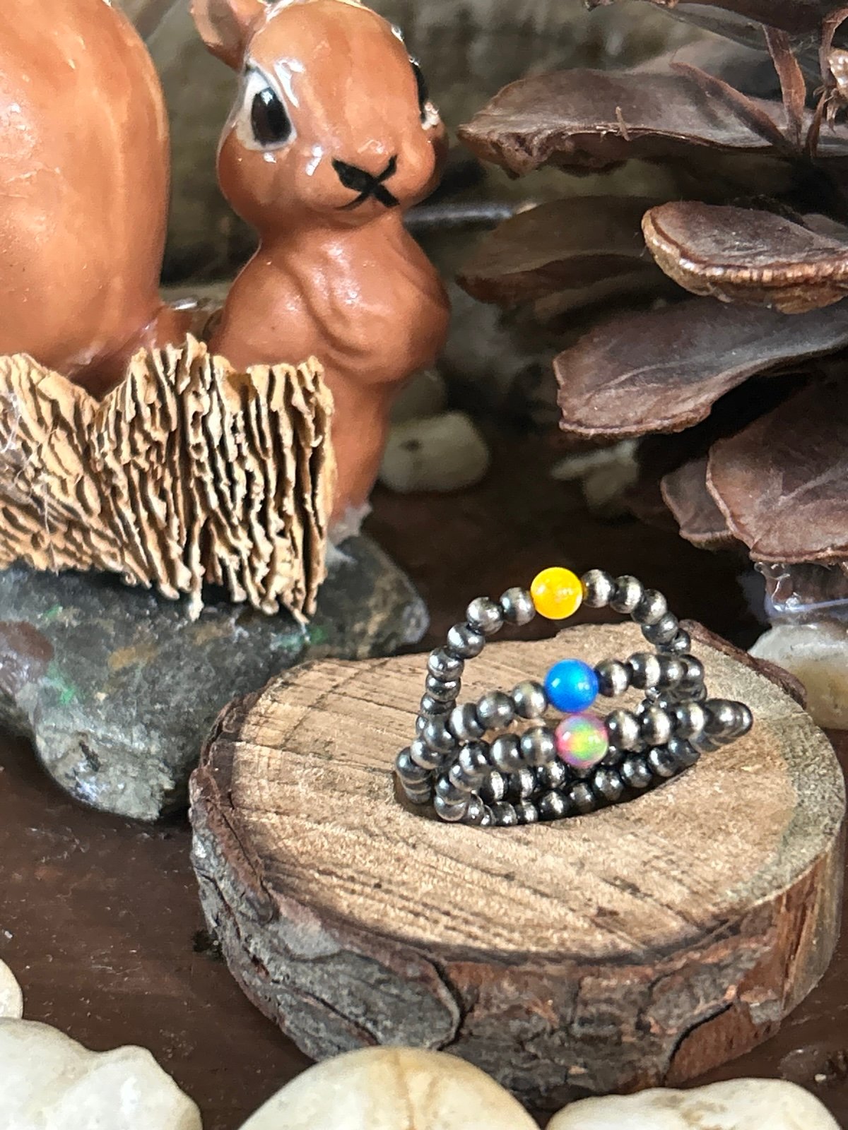 925 Sterling Italian Pearls gemstone set of stacker rings