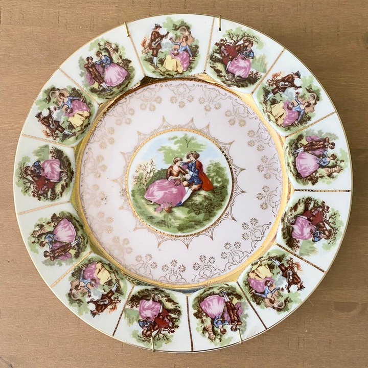 Vintage Fragonard Style Love Story-Courting Couple Motif Plate