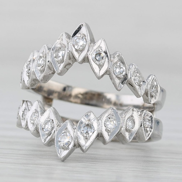 0.30ctw Diamond Enhancer Jacket Ring 14k White Gold Size 6.75 Wedding Band