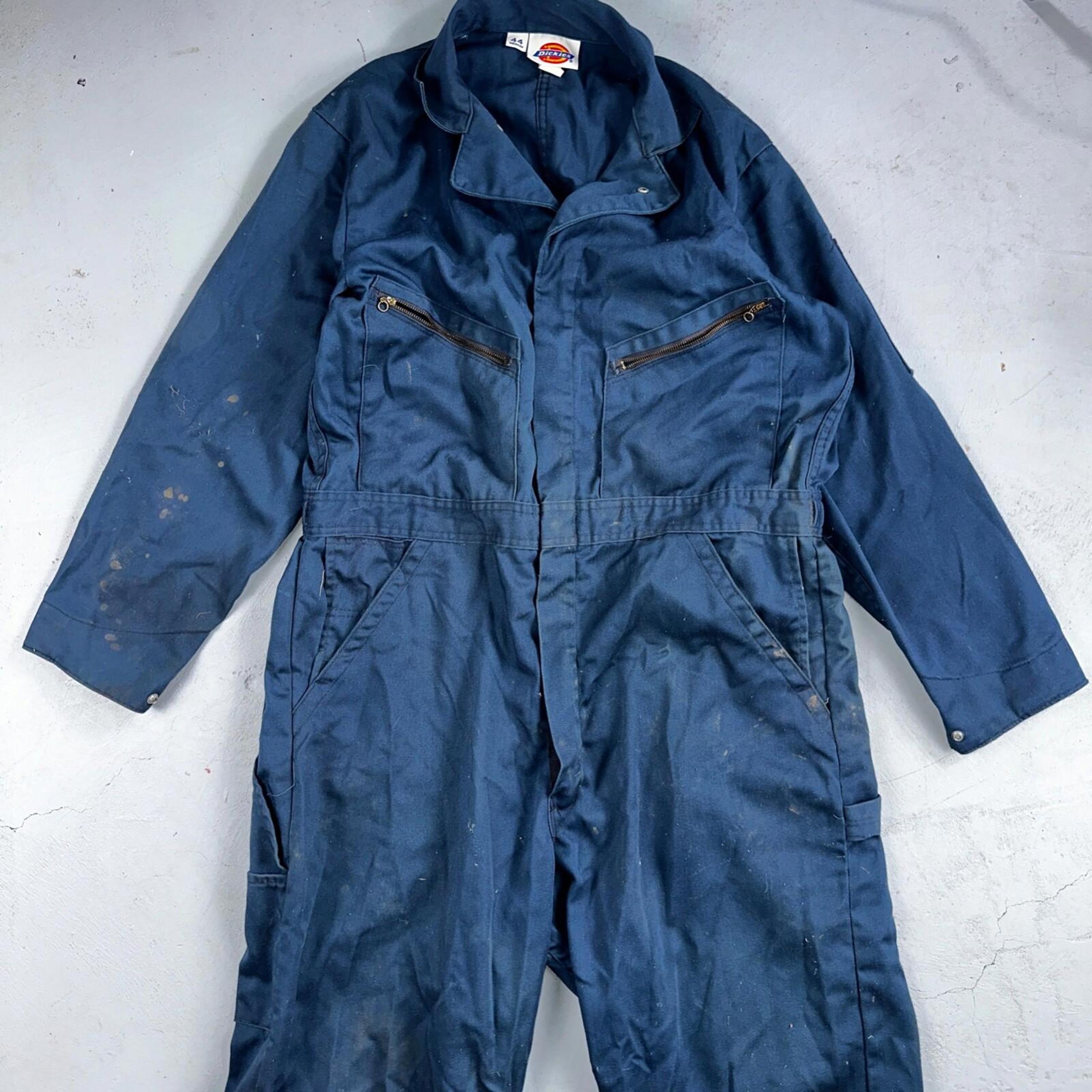 Vintage Dickies Mechanic Jumpsuit 44 Medium Coveralls Navy Blue Talon Zipper