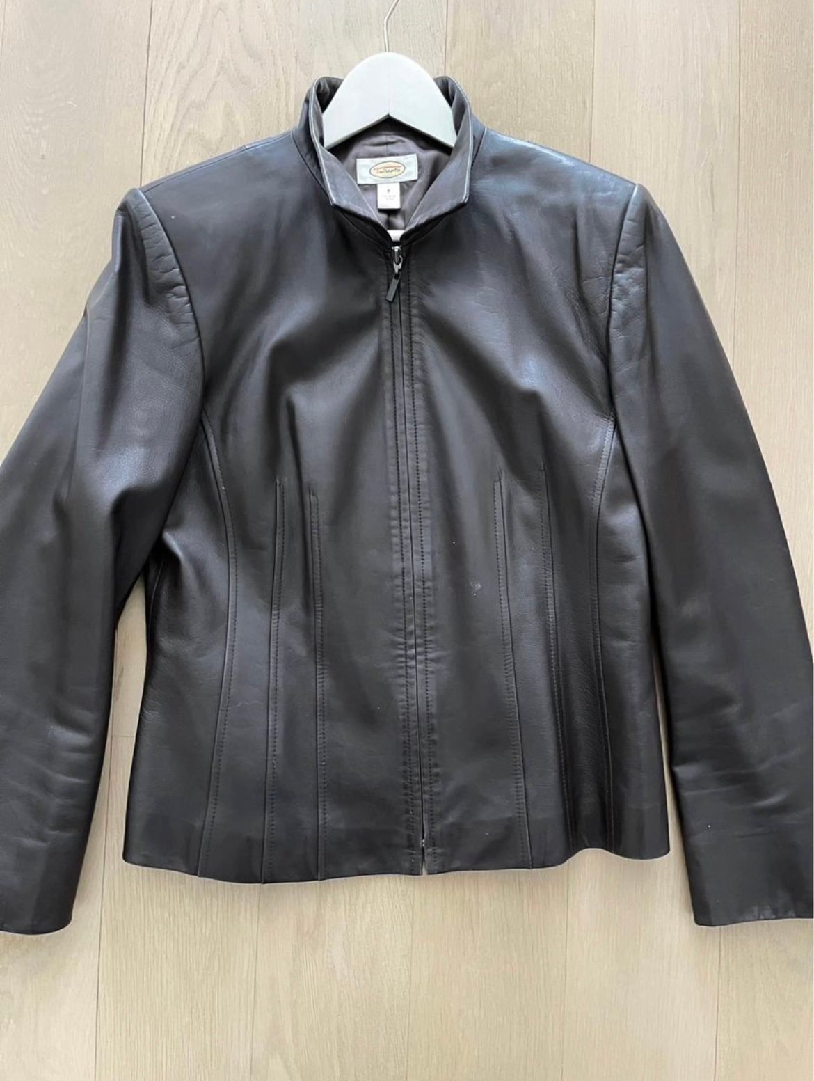 Perfect chocolate brown leather women’s jacket coat sz 8