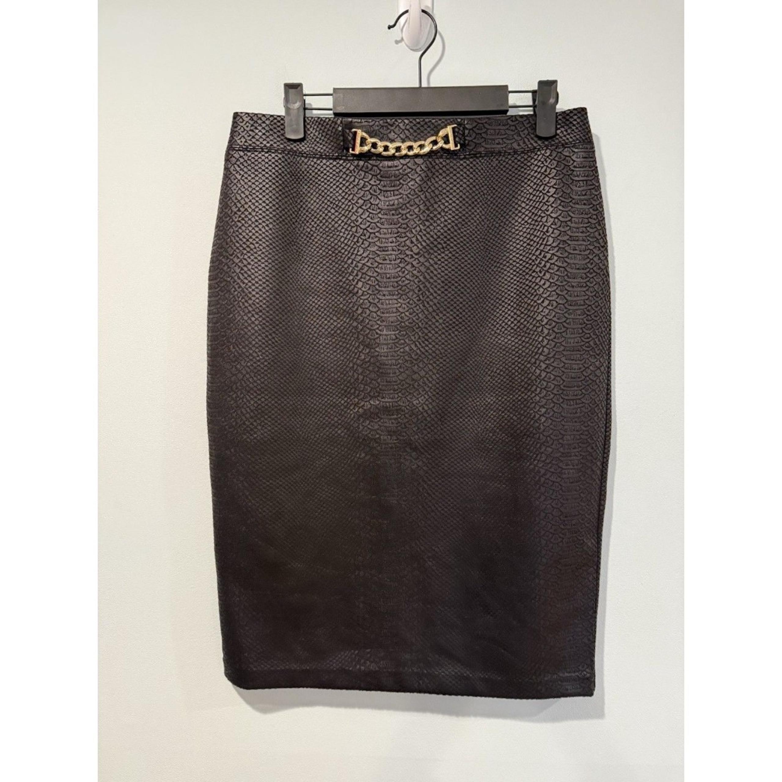 Marc New York Skirt Womens Small Black Reptile Snake Print Chain Pencil Workwear