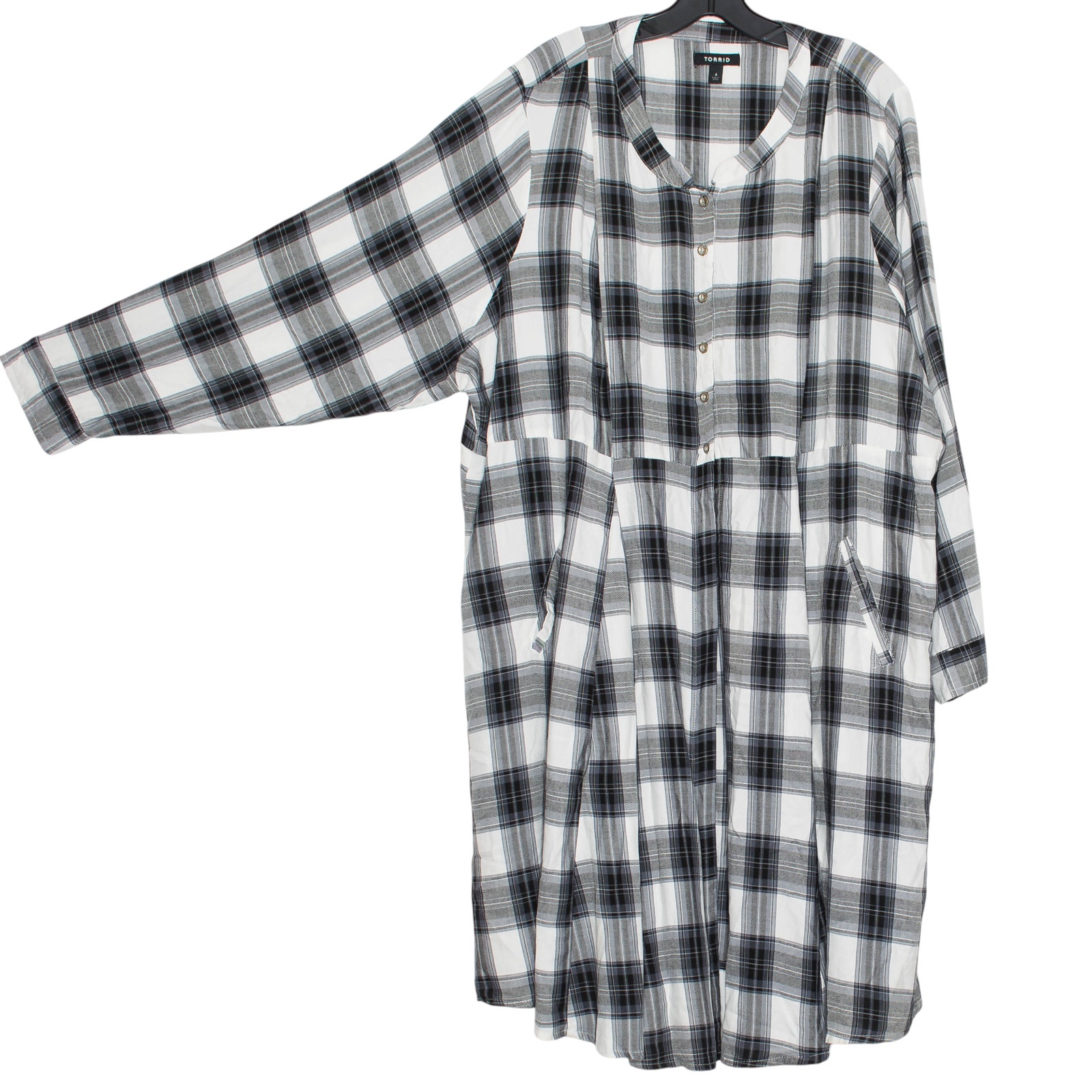 Torrid Kimono Boho Loungewear Cozy Autumnal Luxe Casual Plaid Black White 4 4X