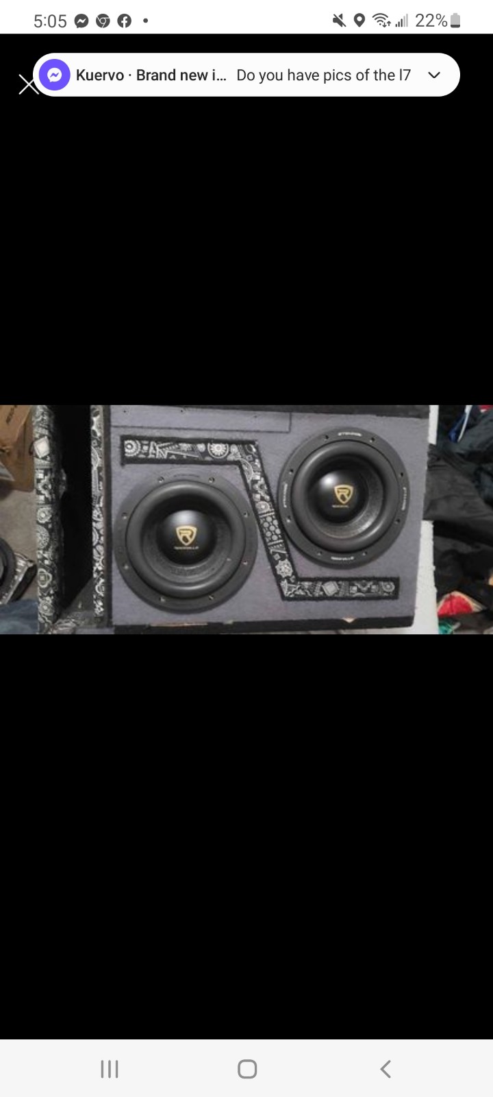 2 Rocksville 8 subs in custom 30ghz box. Hiphonics Brutus Super ClassD Mono amp