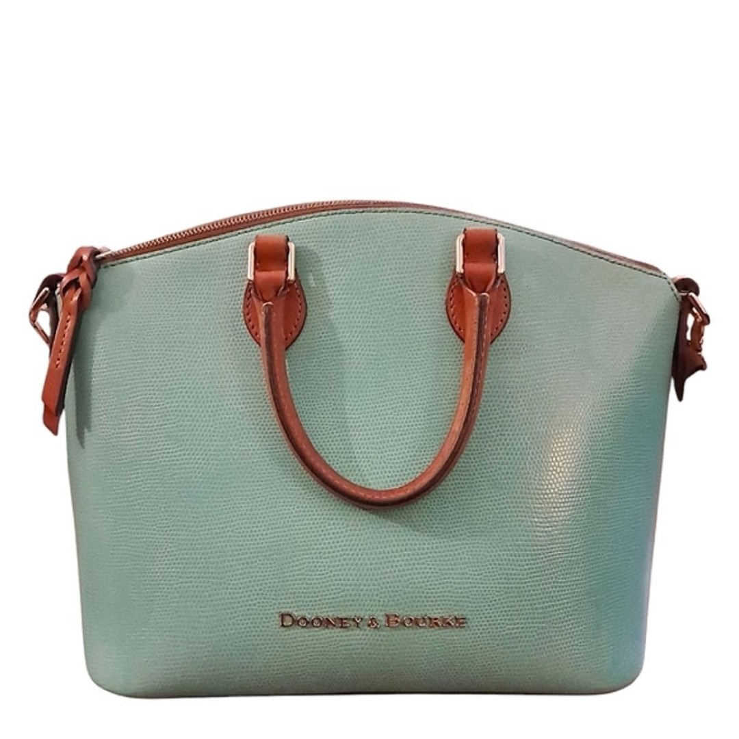 Dooney & Bourke Mint Green Leather Satchel w/ British Tan Leather Trim