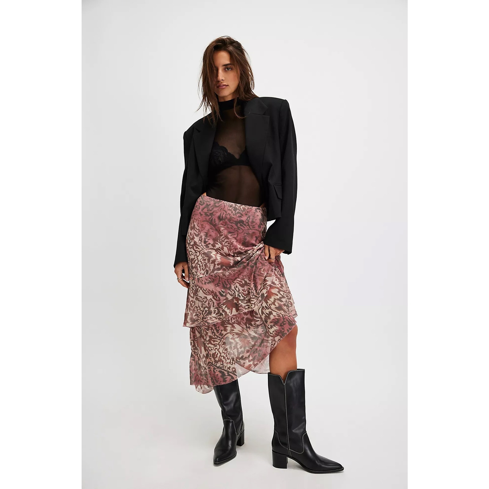 #9b NWT- Free People Wilder Maxi Skirt Sunset Combo- Butterfly Sz:10 Ret168