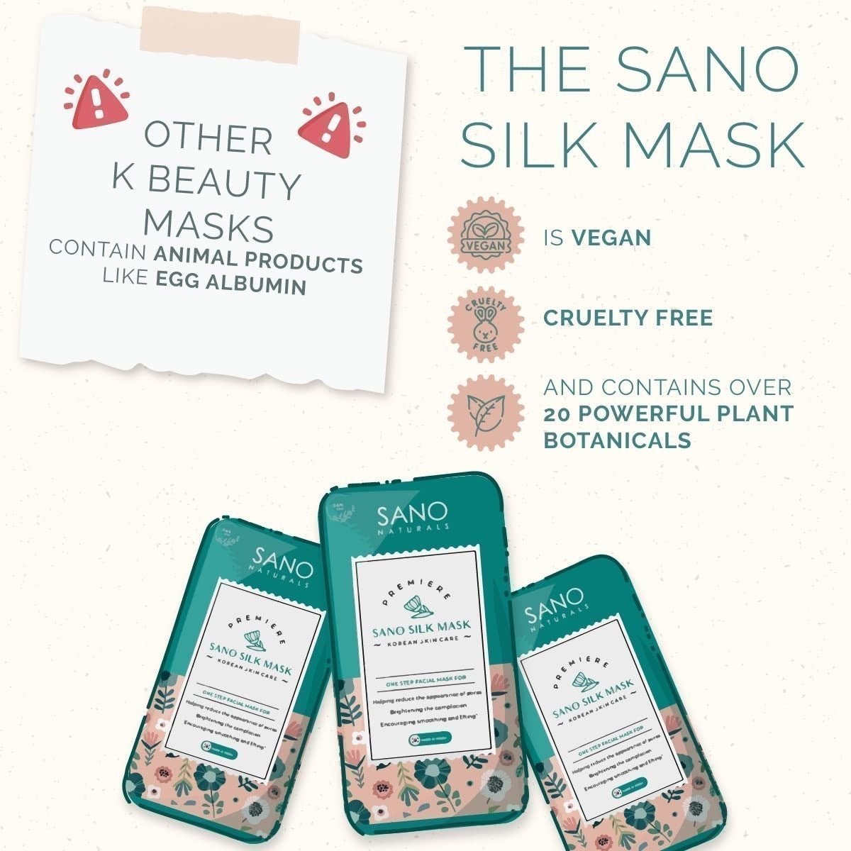 SANO naturals sano silk mask Korean skincare READ DESCRIPTION!!! (3 mask only)
