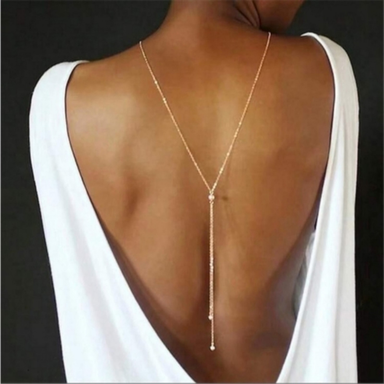 Free People Pearl Drop Back Necklace