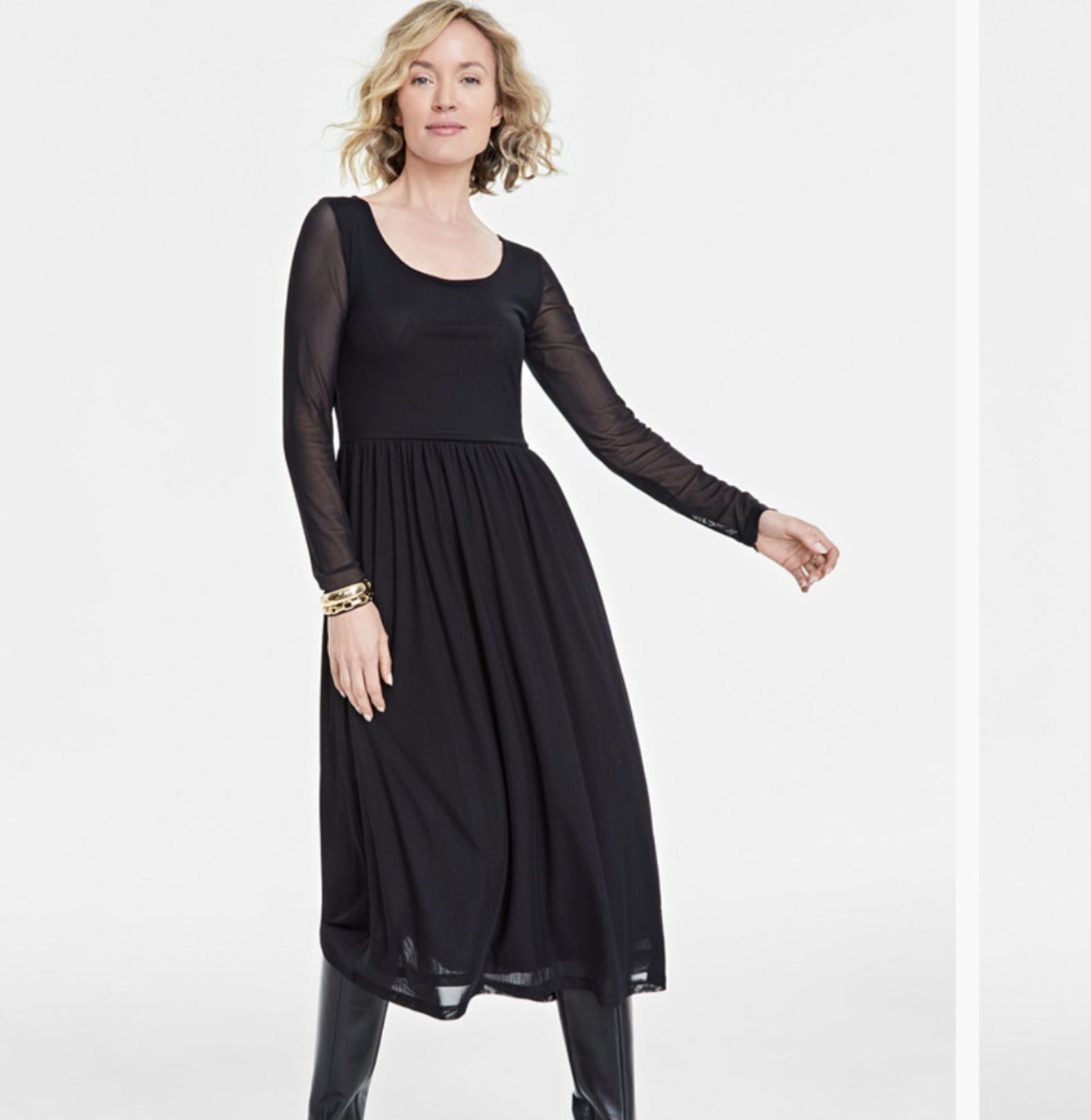 On 34th sheer long sleeve dress