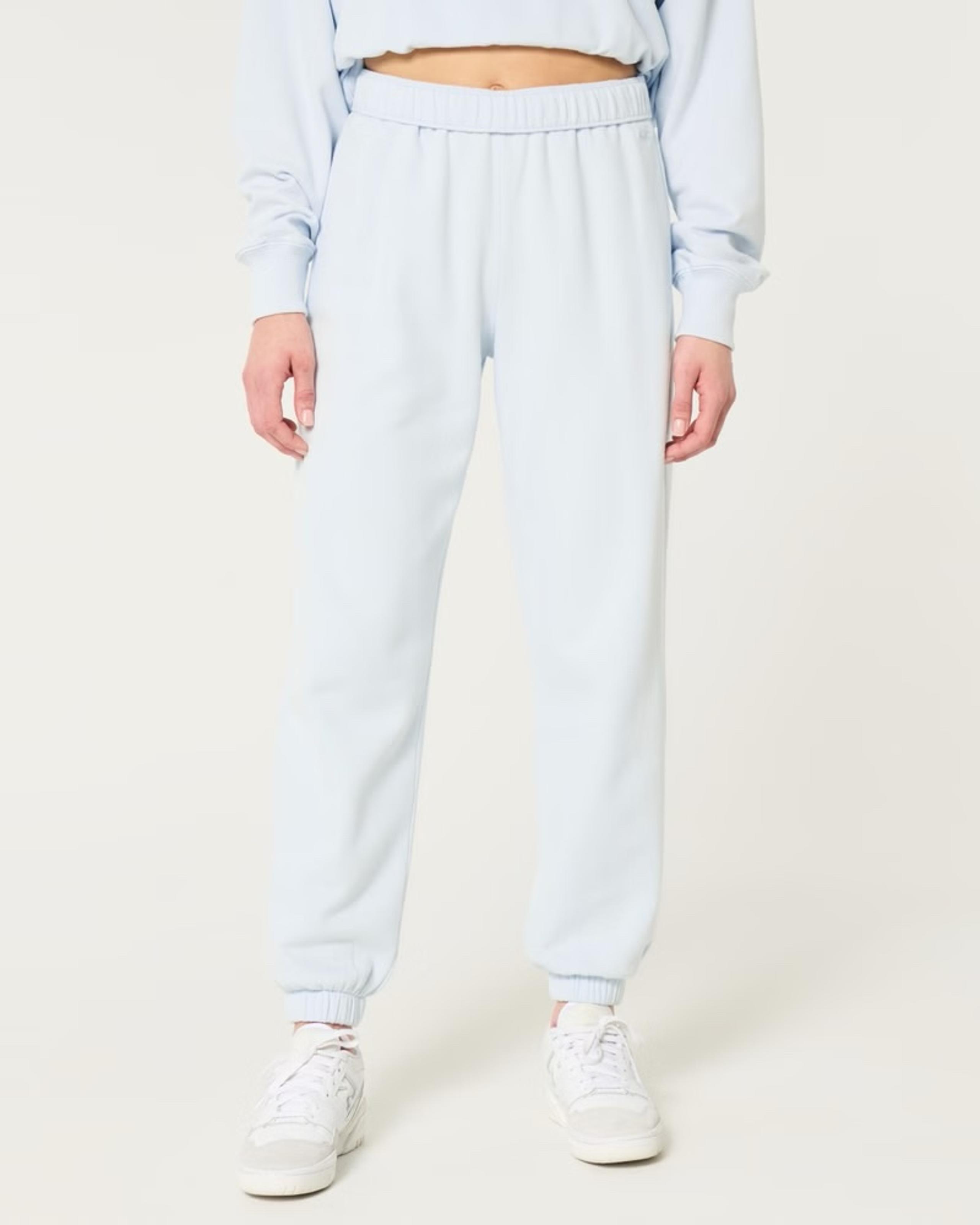 Hollister Feel Good Fleece Dad Joggers Light Blue Small - Short