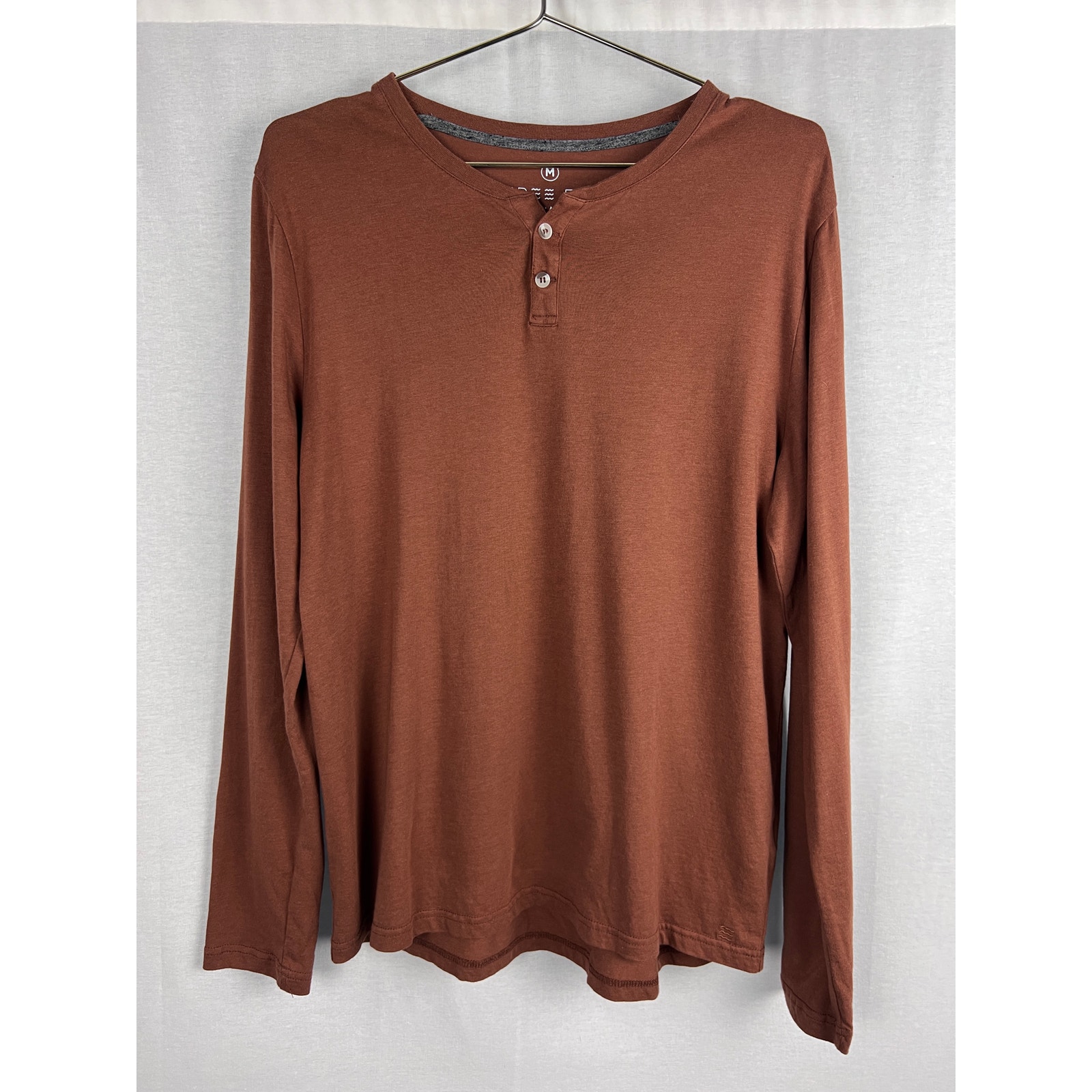 Free Fly Shirt Mens Medium Bamboo Heritage Henley Long Sleeve Orange Casual Soft