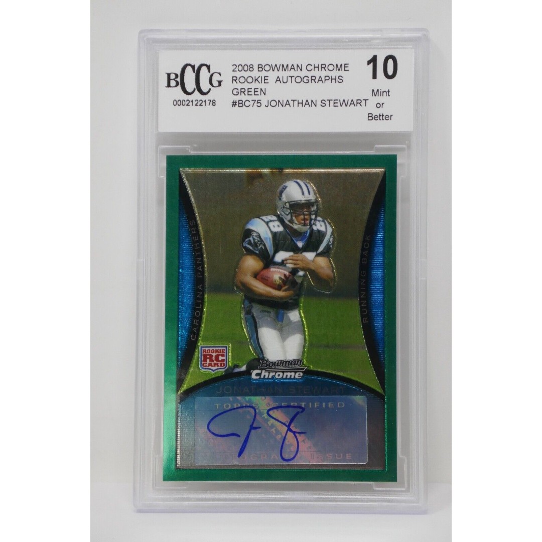 2008 Bowman Chrome Rookie AU Green Jonathan Stewart /150 Rookie Beckett 10 MINT