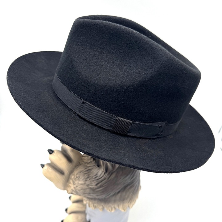 E D | Black Wool Fedora Hat With Band size Large Black boutique brand