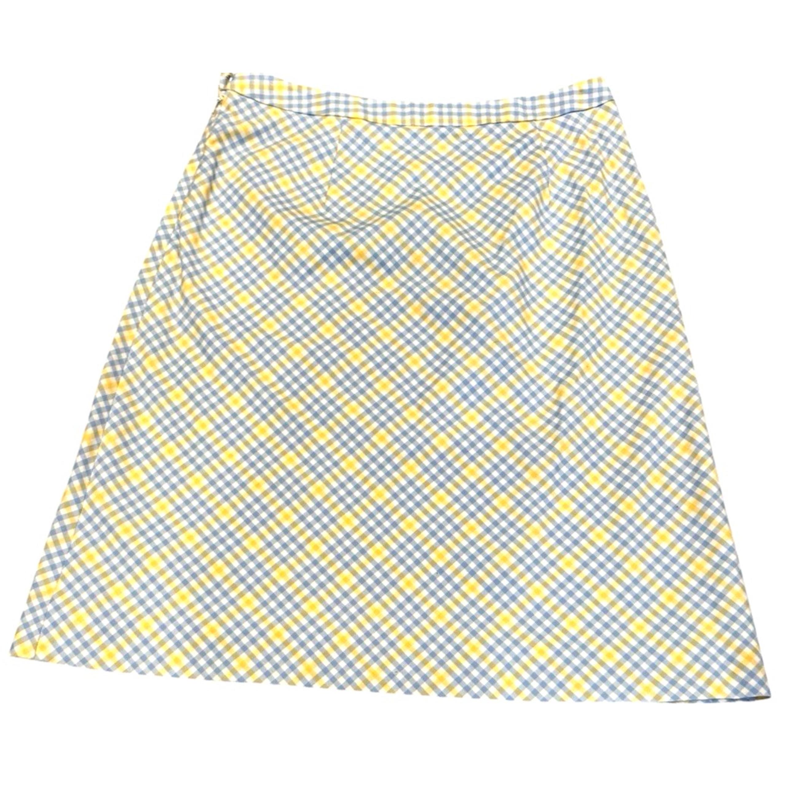 Brooks Brothers Womens Skirt Size 6 Check Blue Yellow Flat Front A Line