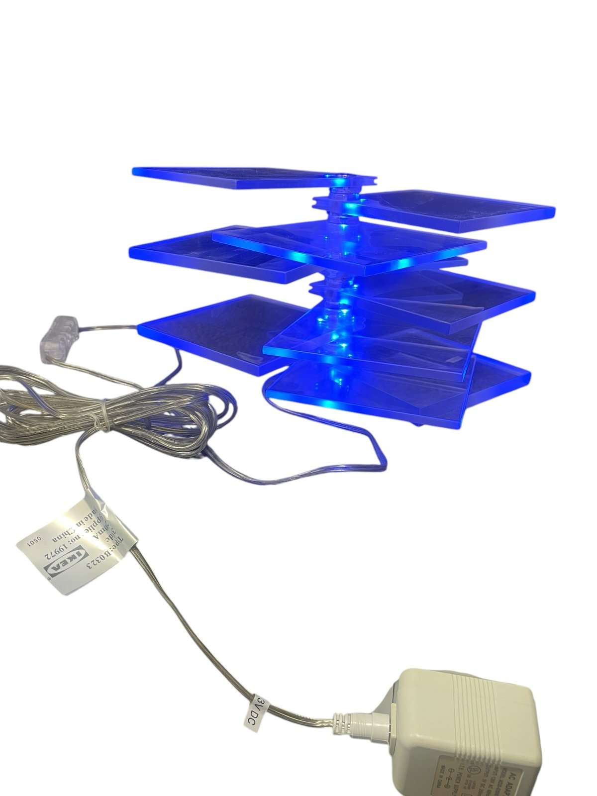 Ikea Tybble Acrylic Square Shelf Desk Table Lamp Blue LED #19972