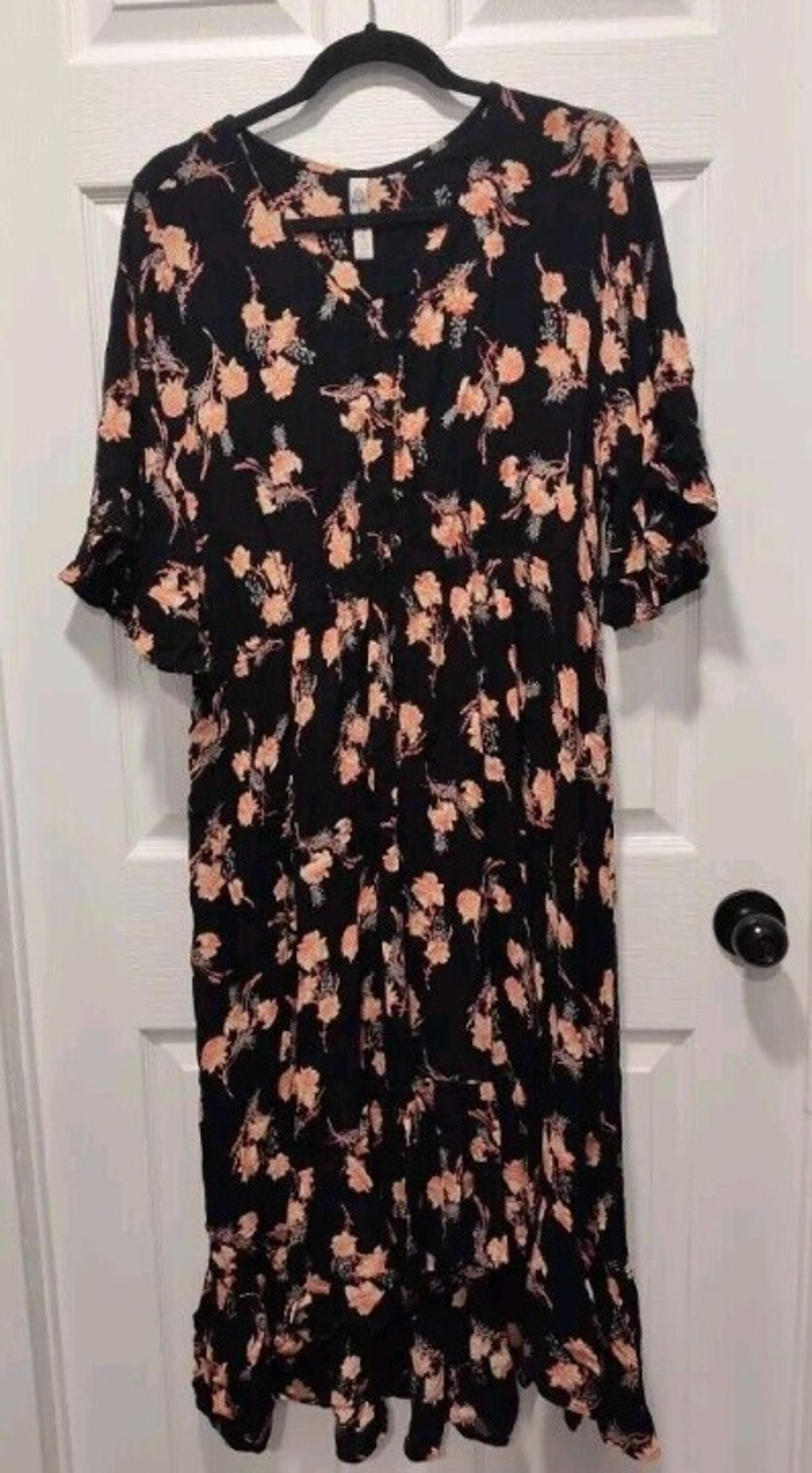 American Rag Black Rosebud High Low Floral Dress Size 2X