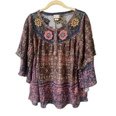 Anthropologie 9-H15 Postal top floral sz Small