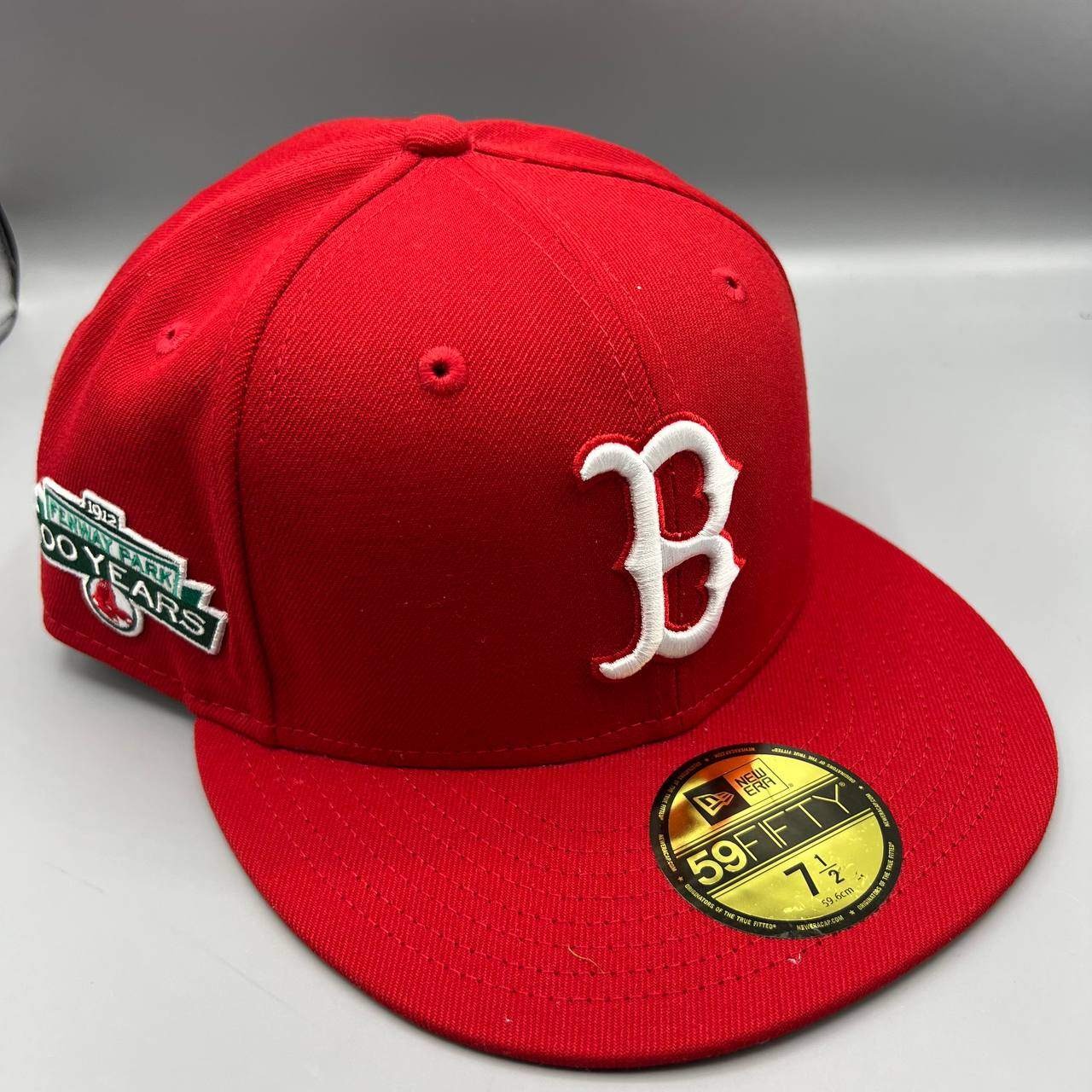 Boston Red Sox Hat Men 7 1/2 Red Gray 59Fifty New Era MLB Fitted Cap New
