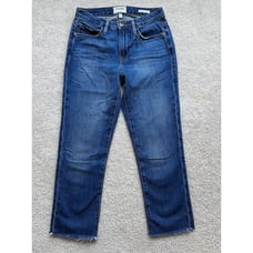 Frame le nouveau straight cropped raw hem Jeans Size 24 Blue