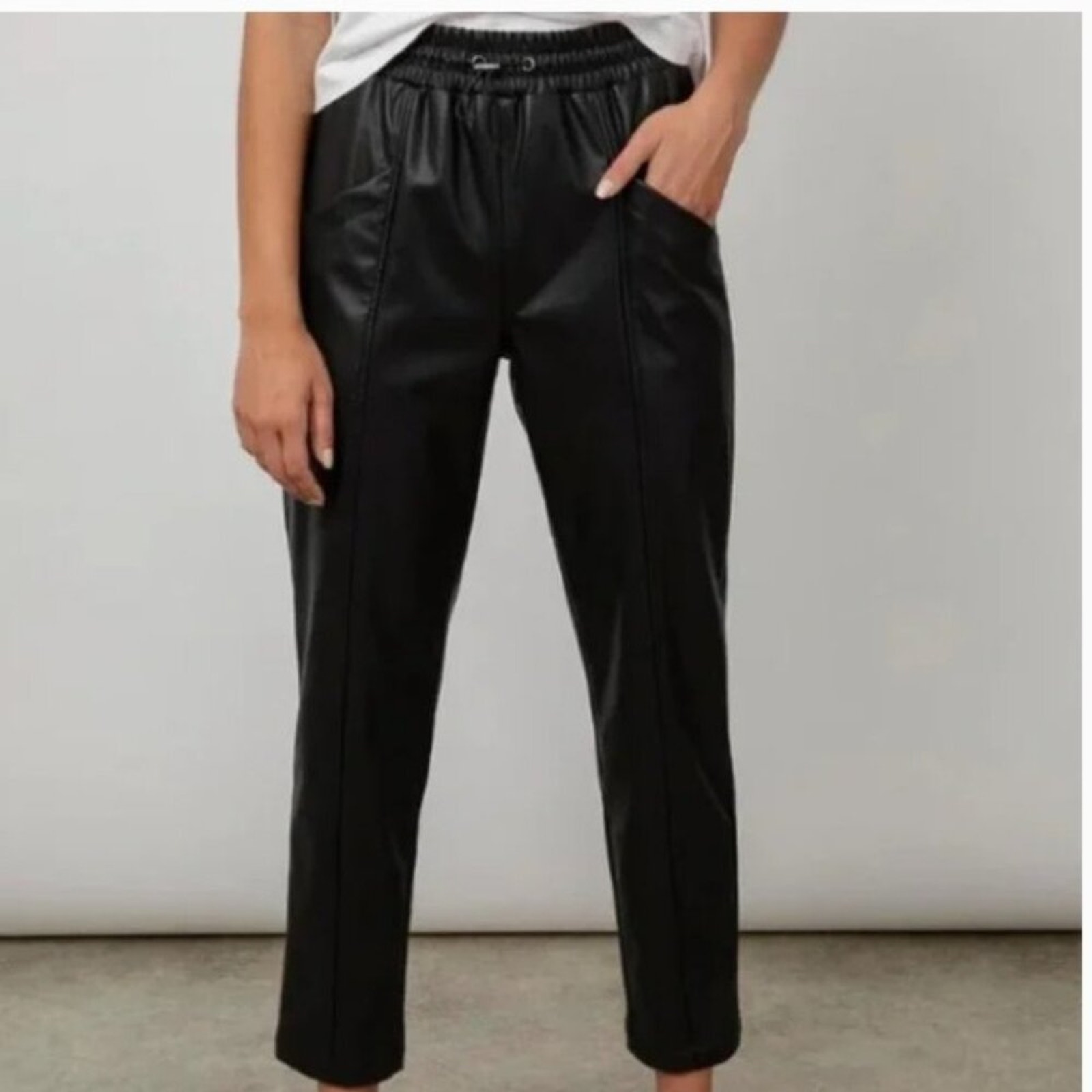 NEW Rails Jayden Black Vegan Leather Pants Medium Elasticized Waist Moto Biker