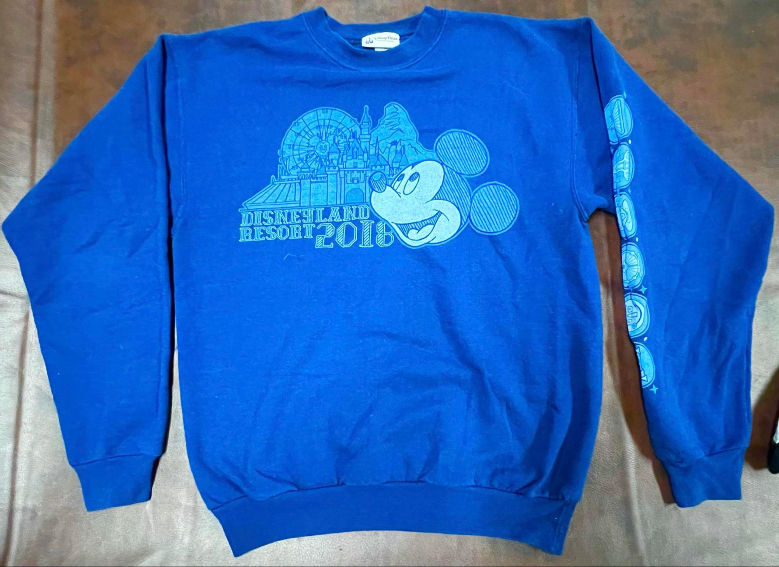 Mickey Mouse Disney Parks Mens Fleece Sweatshirt Blue Comfort Blend Ecosmart S