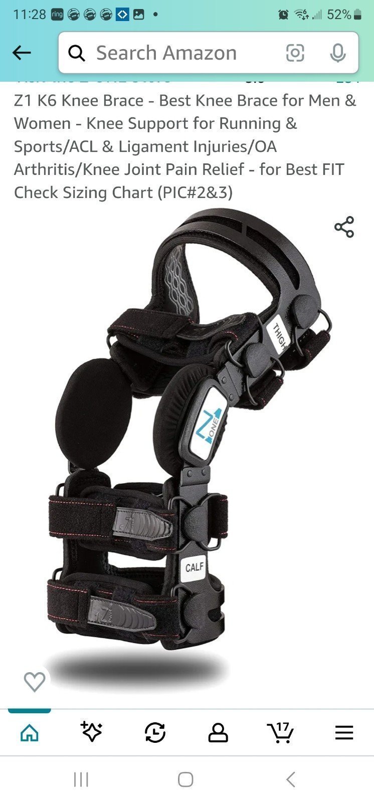 Z1 k6 knee brace size medium