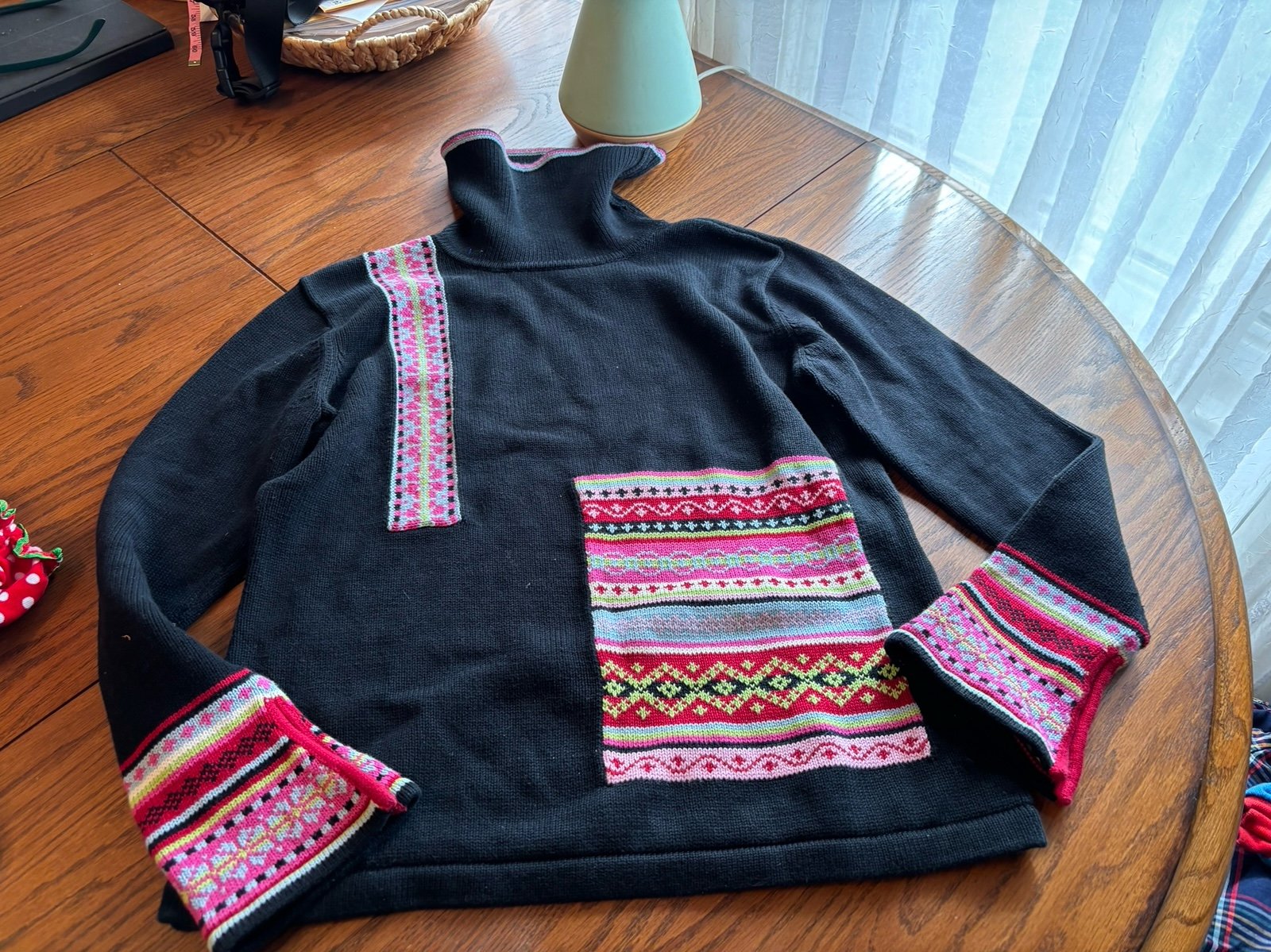 Vtg Hanna andersson womens M black multicolor combed cotton sweater