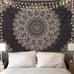 Black Mandala Tapestry Wall Hanging Psychedelic Aesthetic Indian Hippie