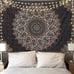 Black Mandala Tapestry Wall Hanging Psychedelic Aesthetic Indian Hippie