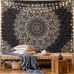 Black Mandala Tapestry Wall Hanging Psychedelic Aesthetic Indian Hippie