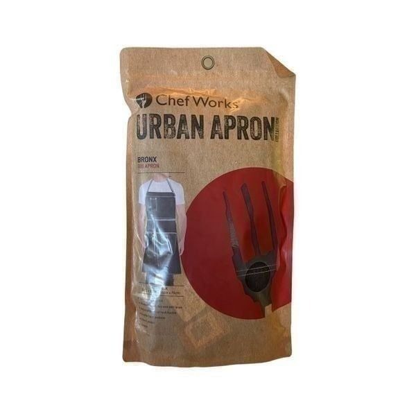 Chef Works AB041-BLK Bronx Bib Apron Black NWT 34”L x 30” W