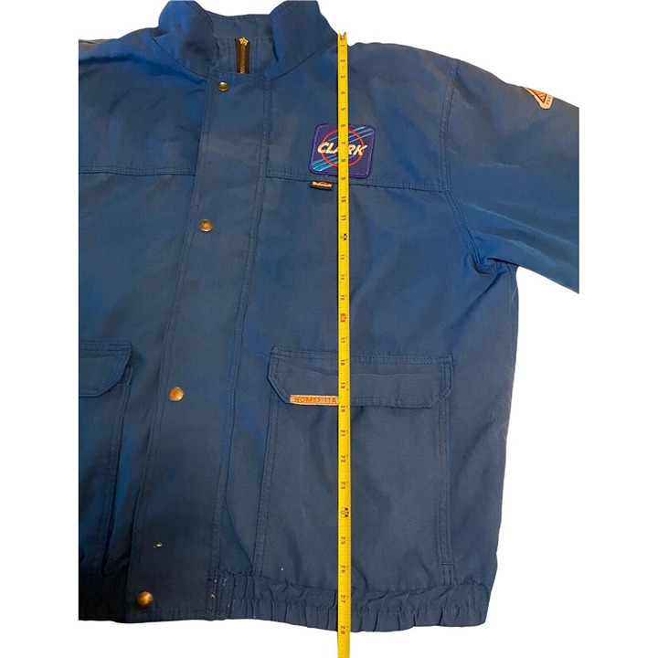 Bulwark FR Flame shops Resistant Blue Work Jacket Zip Size XL RARE!!! MULTI-PATCHES