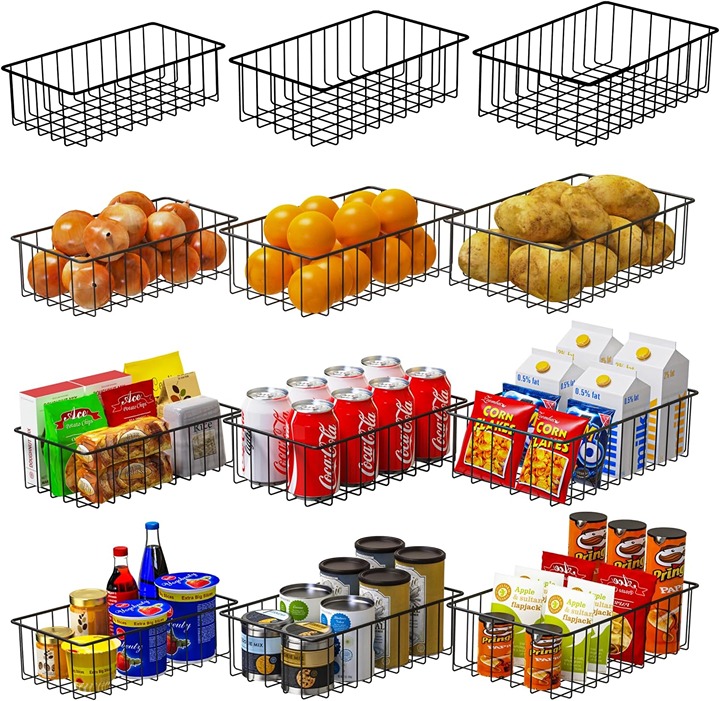 12 Pack (3 Szie) Small Wire Storage Baskets for Organizing