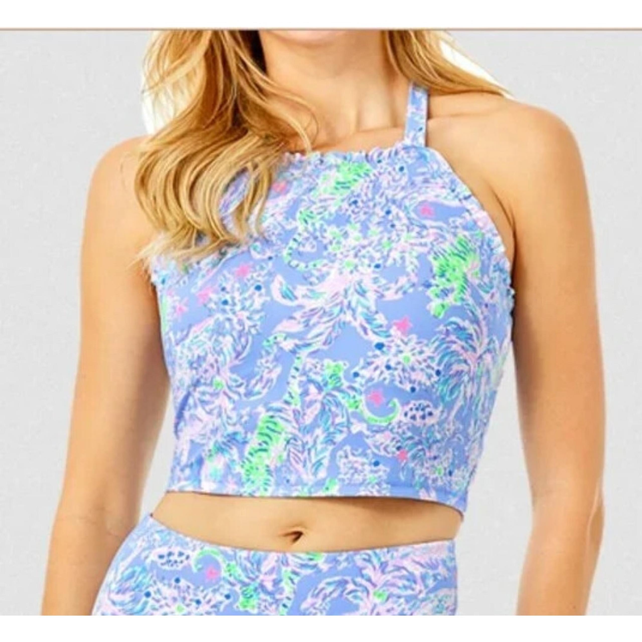 Lilly Pulitzer Luxletic Letitia Bra Tank in Blue Peri The Turtle Package Size M