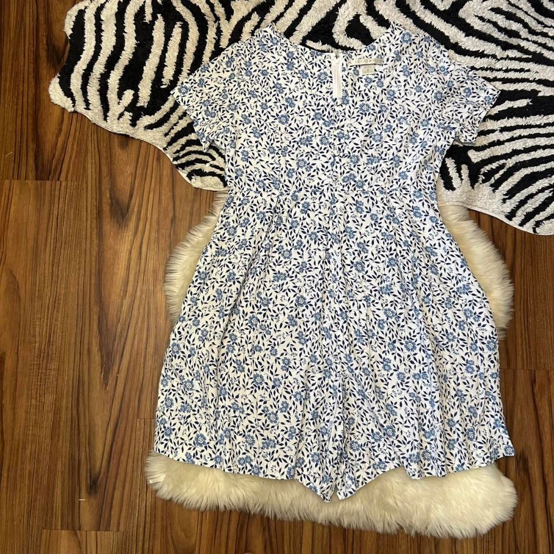 The Limited Women's Blue and White Playsuit Romper