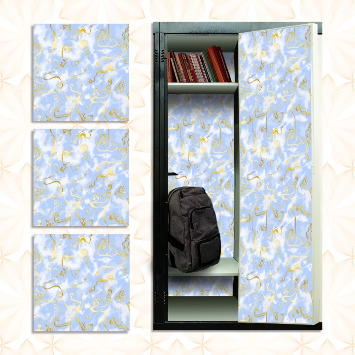 School Locker Magnetic Wallpaper - Pack of 12 Sheets - (Marble) (vg 035)