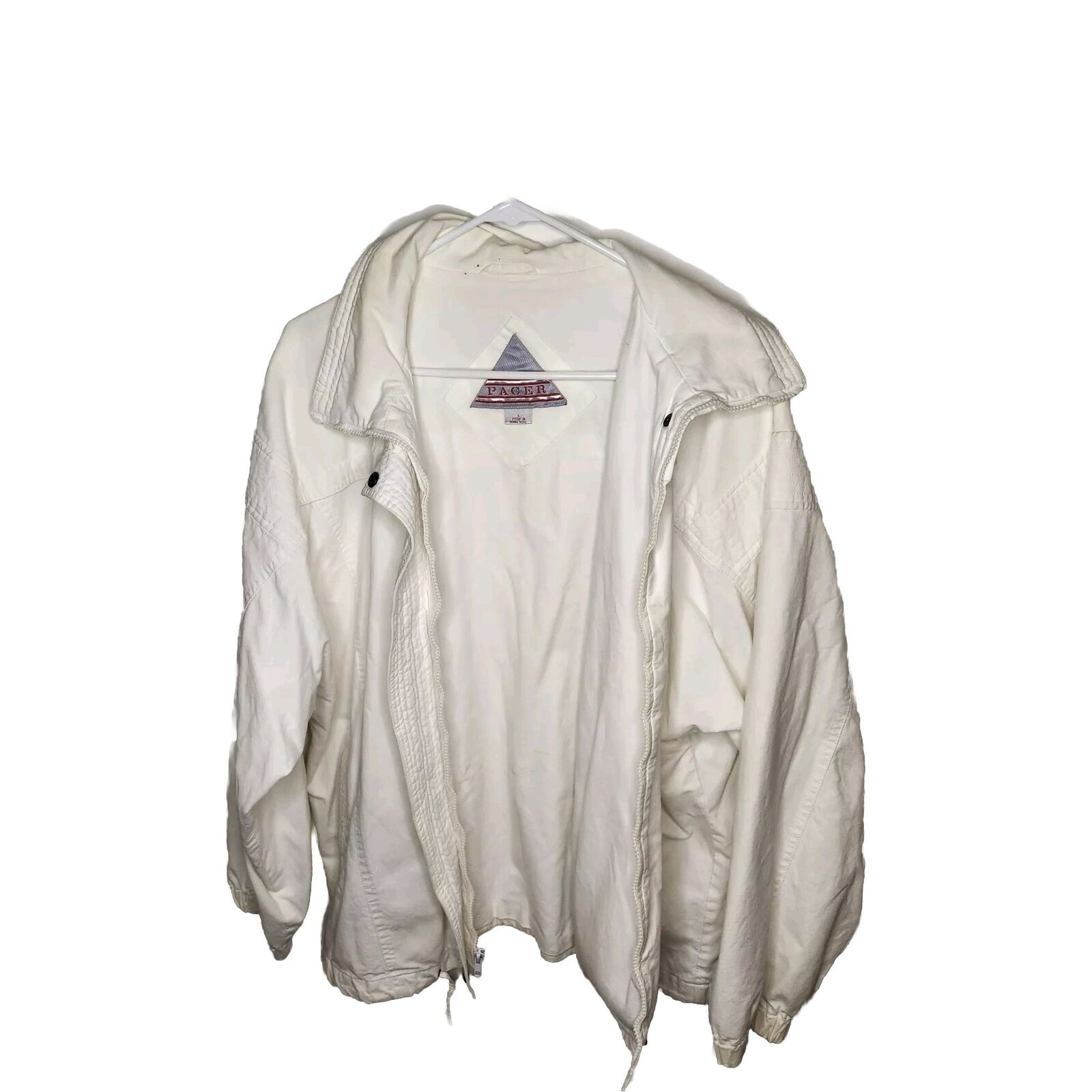 Vintage Pacer Brand Jacket Cream White Size Large Biggie Jacket