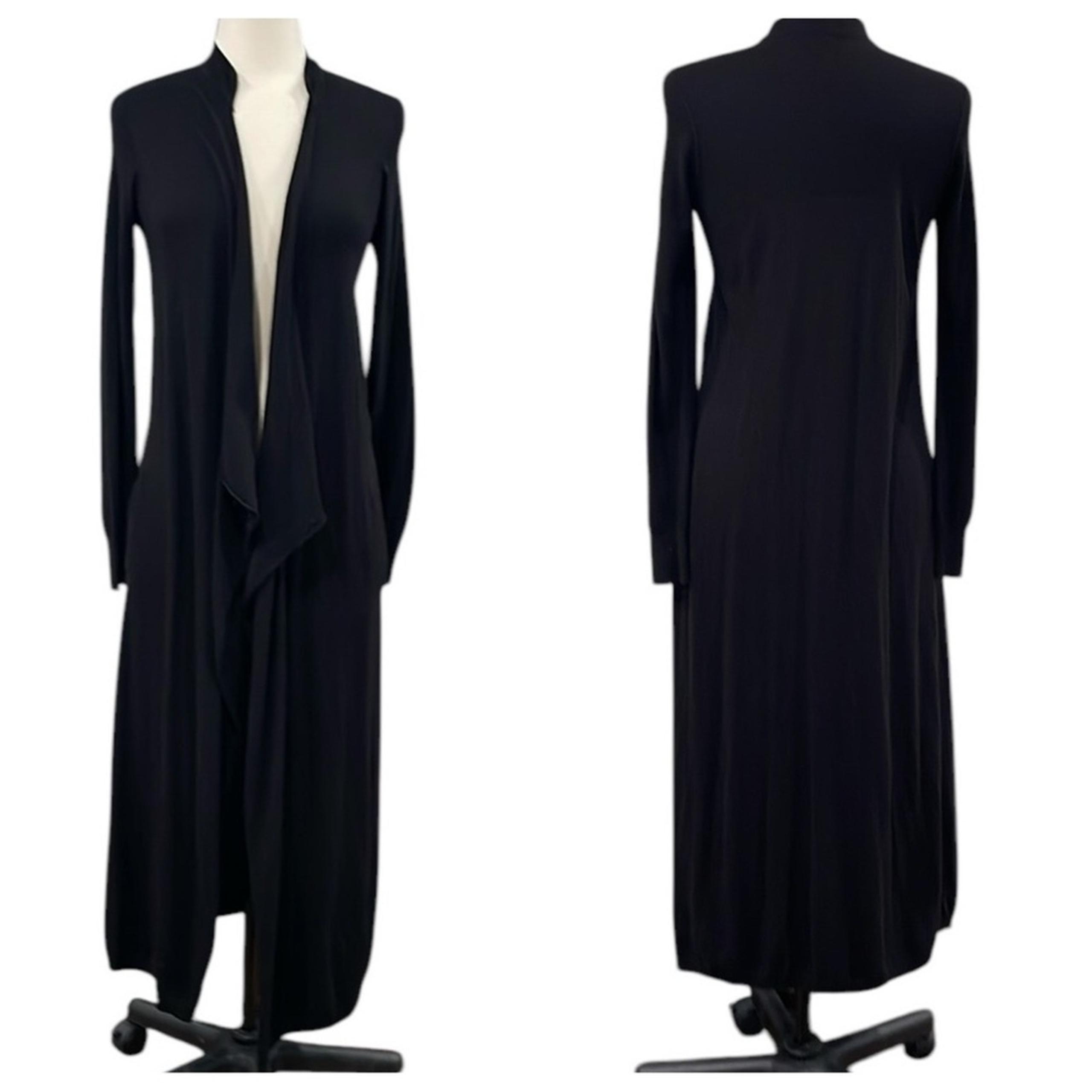 Splendid long Waterfall Cardigan Sweater Duster Cashmere Blend Black SZ L